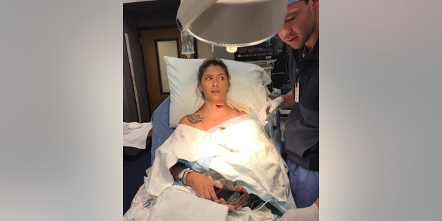 Kendra Jensen, 28, said she was outside for less than a minute before she felt something strike her neck and shoulder.
