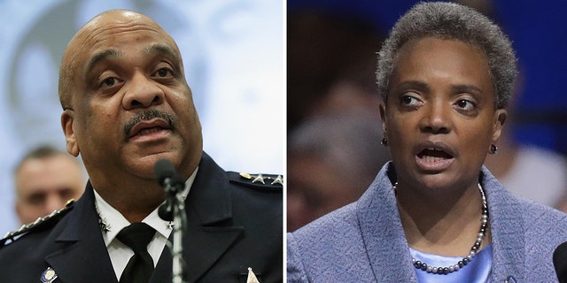 Chicago Mayor Lori Lightfoot, right, and Chicago Police Superintendent Eddie Johnson. (Getty)