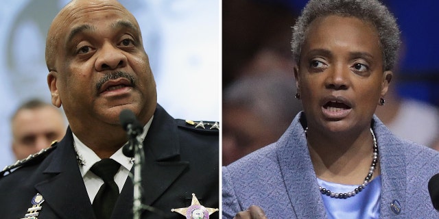 Chicago Mayor Lori Lightfoot, right, and Chicago Police Superintendent Eddie Johnson. (Getty)
