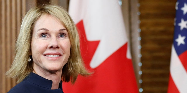 Then-U.S. Ambassador to the UN Kelly Craft, formerly Ambassador to Canada, attends a meeting with Canadian Prime Minister Justin Trudeau at Trudeau's office on Parliament Hill in Ottawa, Ontario, Canada, November 3, 2017.