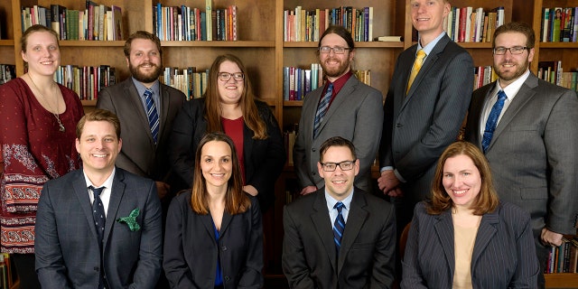 The legal staff of the Freedom from Religion Foundation, which says it plans to file an amicus curiae brief with the Supreme Court supporting the Montana decision in Espinoza v. Montana Department of Revenue. Patrick Elliott, who spoke with Fox News, sits in the bottom row, second from the right. (FFRF)