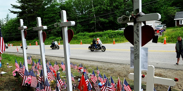 Motorcyclists participate in the Ride for the Fallen 7 on Saturday in New Hampshire. Thousands of motorcyclists traveled through parts of New Hampshire as a tribute to the seven bikers killed in a collision with a pickup truck last month. (Paul Hayes/Caledonian-Record via AP)