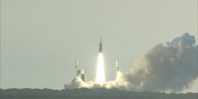 The Orion capsule was launched atop a modified Peacekeeper missile.