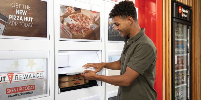 Once an order is ready, customers can pick it up from the latched cubby that has their name displayed on it.