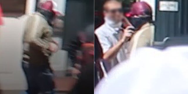 A man with a pinkish-red and white baseball cap is believed to have been involved with the violence in Portland on Saturday.