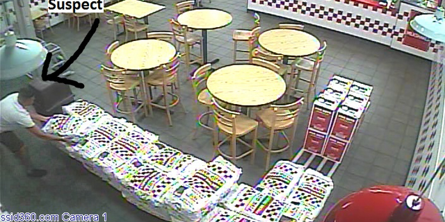 “After eating at a local restaurant he decided to take a 50 lb bag of pre-cut french fried potatoes on his way out the door,” police said Tuesday.