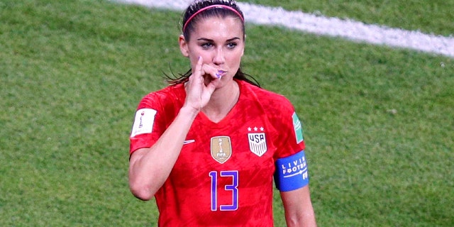 Alex Morgan was criticized over her 'tea' celebration. (AP Photo/Francois Mori)