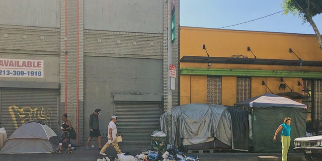 Some 4,000 people currently live in Skid Row's single-room occupancy hotels and other modest lodgings, with many more living in tent encampments . (Andrew O'Reilly/Fox News)