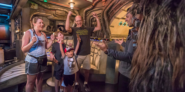 The Ridgeways were treated to a tour of the Millennium Falcon, guided by Chewbacca, before taking the controls of the ship.