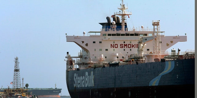 The Stena Bulk oil tanker unloads oil at the BP terminal at the Port of Long Beach, Calif. Monday, April 21, 2008.  