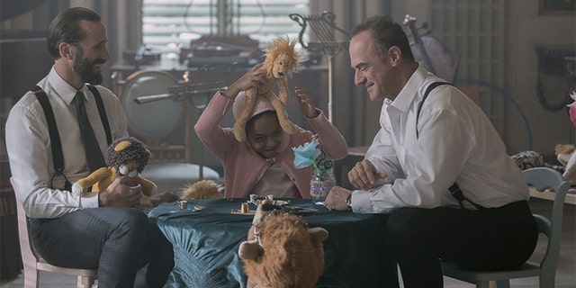 The Handmaid's Tale -- "Household" - Episode 306 -- June accompanies the Waterfords to Washington D.C., where a powerful family offers a glimpse of the future of Gilead. June makes an important connection as she attempts to protect Nichole. Fred (Joseph Fiennes), Polly (Maria Nash), and Winslow (Christopher Meloni) shown. (Photo by Jasper Savage/Hulu)