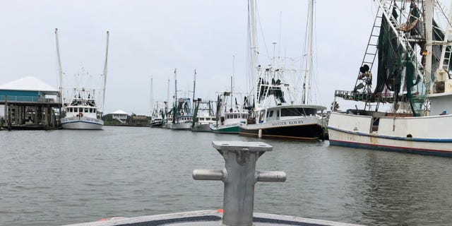 Several commercial fishing vessels docked in Grand Isle, La. Heavy rain and wind from Hurricane Barry forced commercial fishermen out of the game for days. (Fox News/ Charles Watson)