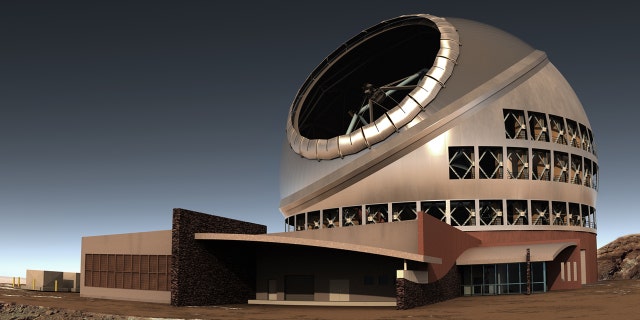 An artists' rendering of the Thirty Meter Telescope atop Mauna Kea on The Big Island in Hawaii. (TMT)