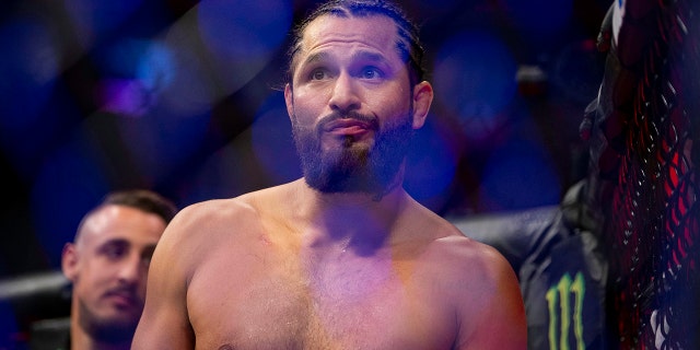 Jorge Masvidal celebrates his knockout victory over Ben Askren during their welterweight mixed martial arts bout at UFC 239, Saturday, July 6, 2019, in Las Vegas. Masvidal won by the fastest knockout in UFC history. (AP Photo/Eric Jamison)