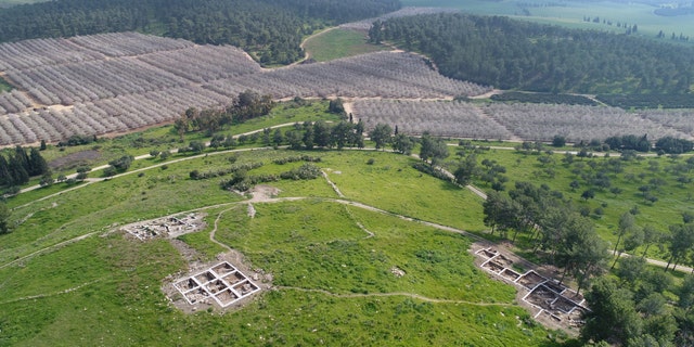 Aerial stills of the excavation site. (Emil Aljem, Israel Antiquities Authority)