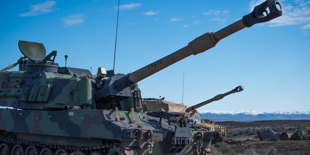 148th Field Artillery Regiment of the 116th Cavalry Brigade Combat Team, conducts company field artillery gunnery Mar. 4, 2019, The Orchard Combat Training Center.