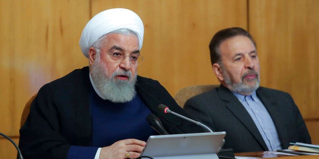 President Hassan Rouhani speaks in a cabinet meeting in Tehran, Iran, Wednesday, July 24, 2019.