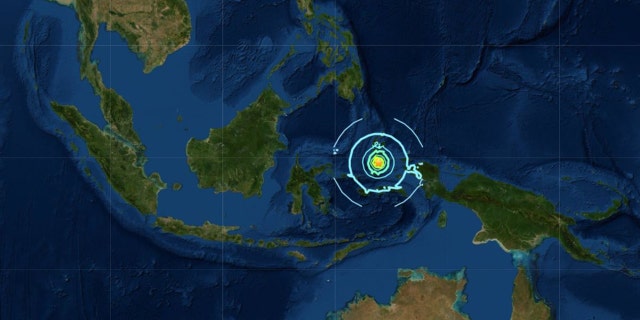 A 7.3 magnitude earthquake struck the Moluccas islands on Sunday, with the epicenter seen in the above picture.