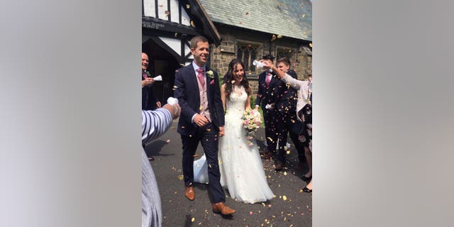 The pair married at St Peter's Church in Salesbury, Lancs., just days before James's graduation from Manchester Medical School and Amy's graduation from Lancaster University.