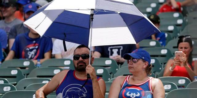Chicago Cubs fans sit while waiting for a baseball match between San Diego Padres and Chicago Cubs in Chicago, Saturday, July 20, 2019.
