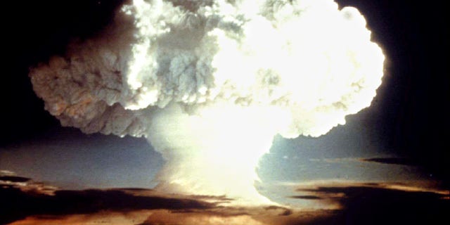 A nuclear test explosion from April 1954 is shown in this undatelined photo from the U.S. Defense Department. While the American military has been involved in multiple conflicts over the past few decades, escalation with Russia brings with it the threat of a nuclear war.