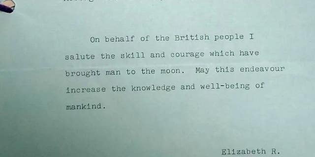 Queen Elizabeth's Message to the Moon, as seen in the British National Archives