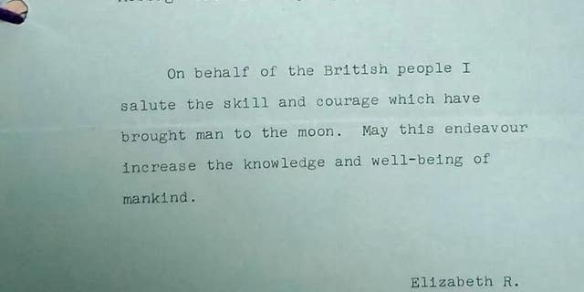 Queen Elizabeth's Message to the Moon, as seen in the British National Archives.