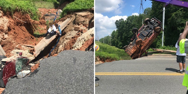Crews removed the car from the sinkhole with the assistance of a tow truck and crane, police said.