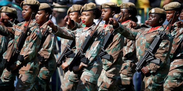 Soldiers parade at the inauguration of Cyril Ramaphosa as South African president at Loftus Versfeld stadium in Pretoria, South Africa May 25, 2019.