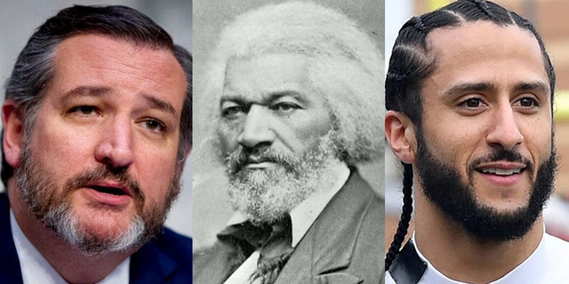 Both U.S. Sen. Ted Cruz, R-Texas, and former NFL quarterback Colin Kaepernick, right, tweeted passages from an 1852 speech by abolitionist Frederick Douglass on Thursday.