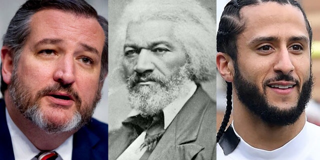 Both U.S. Sen. Ted Cruz, R-Texas, and former NFL quarterback Colin Kaepernick, right, tweeted passages from an 1852 speech by abolitionist Frederick Douglass on Thursday.