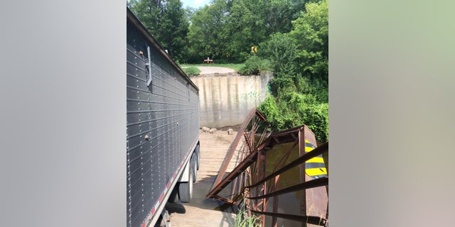 The weight-restricted bridge over the Goose River near Northwood collapsed at around 1:15 p.m.