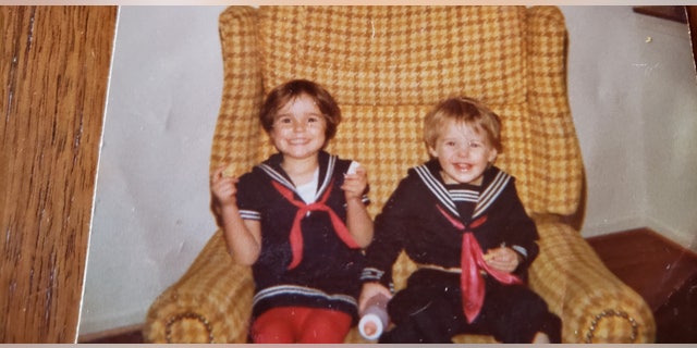 Shannon and her younger brother Sean Schieber sitting in their childhood home in Maryland.