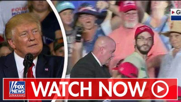 Protester interrupts Trump's rally in Greenville, North Carolina
