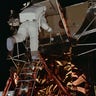 Astronaut Edwin E. Aldrin Jr., the lunar module pilot, egresses the Lunar Module  "Eagle" and begins to descend the steps of the LM ladder as he prepares to walk on the moon.