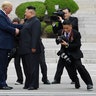 President Donald Trump walks on the North Korean side of the border with North Korean leader Kim Jong Un at the border village of Panmunjom in the Demilitarized Zone, South Korea, June 30, 2019. 