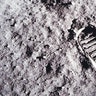 A close-up view of astronaut Buzz Aldrin's bootprint in the lunar soil, photographed with the 70mm lunar surface camera during Apollo 11's sojourn on the moon. 