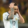 Argentina's Lionel Messi reacts during their Copa America semifinal soccer match loss against Brazil in Belo Horizonte, Brazil, July 2, 2019. 