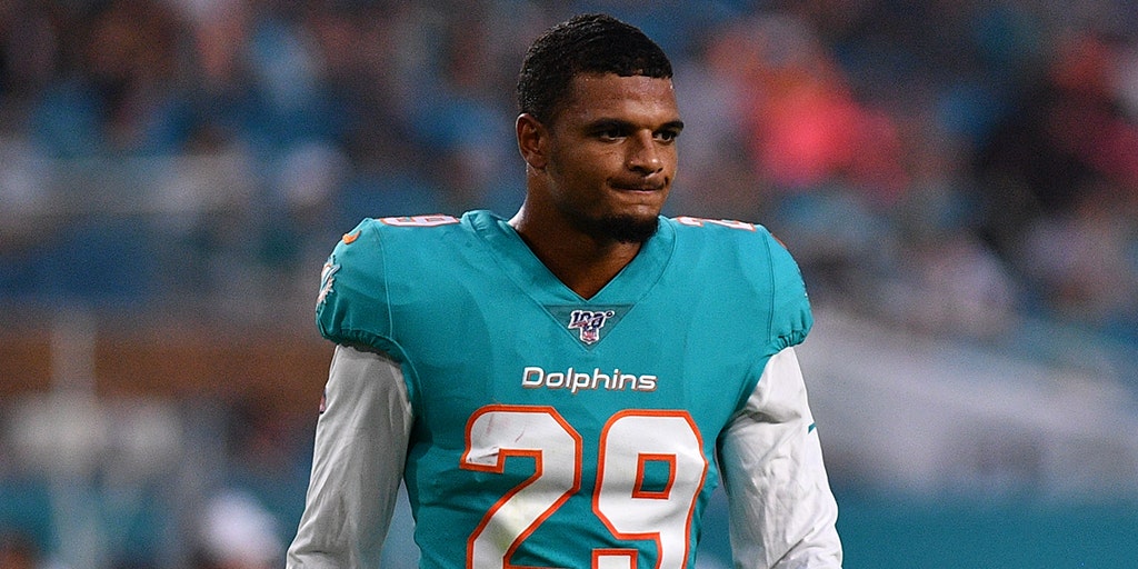 29 MINKAH FITZPATRICK MIAMI DOLPHINS TEAM ISSUED ORANGE COLOR RUSH