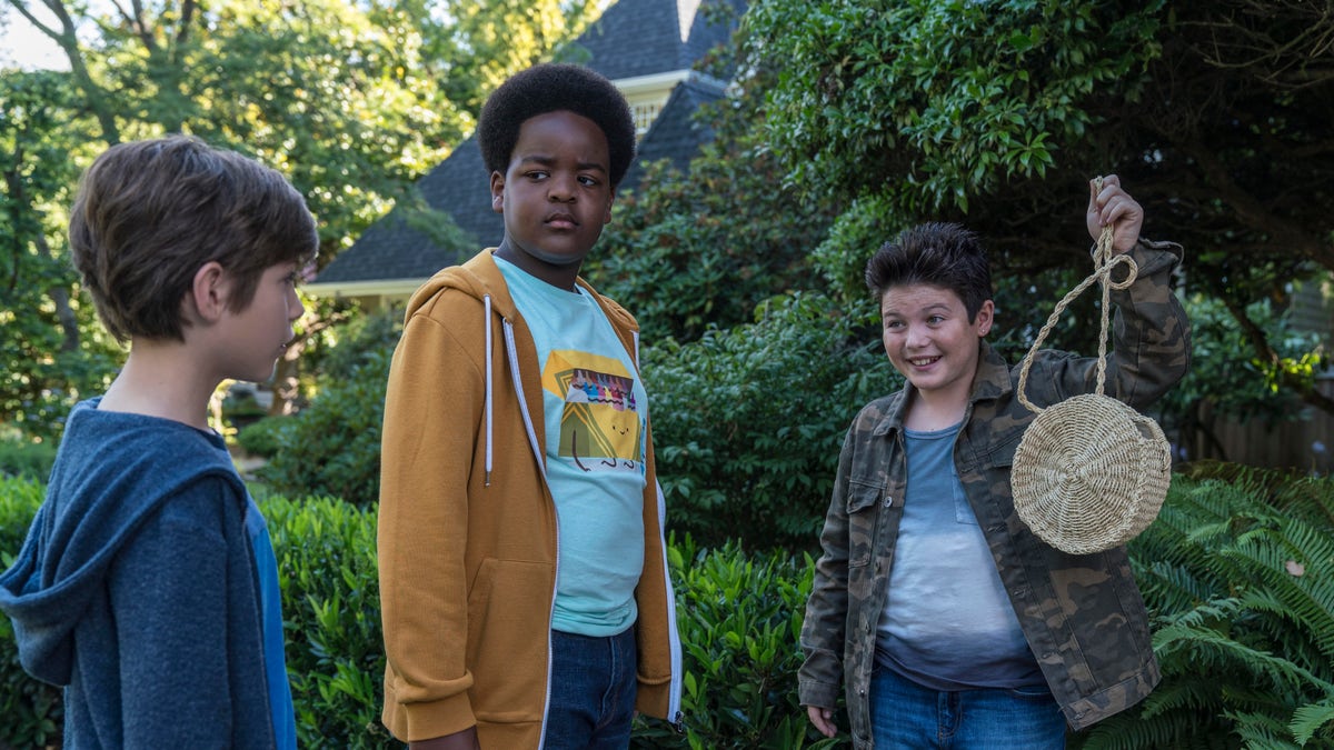 This image released by Universal Pictures shows Jacob Tremblay, from left, as Max, Keith L. Williams as Lucas and Brady Noon as Thor in the film, 