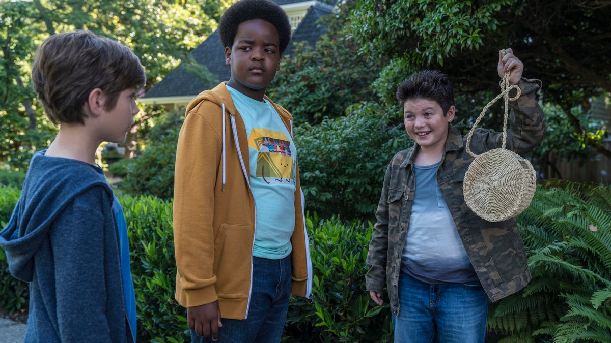 This image released by Universal Pictures shows Jacob Tremblay, from left, as Max, Keith L. Williams as Lucas and Brady Noon as Thor in the film, 