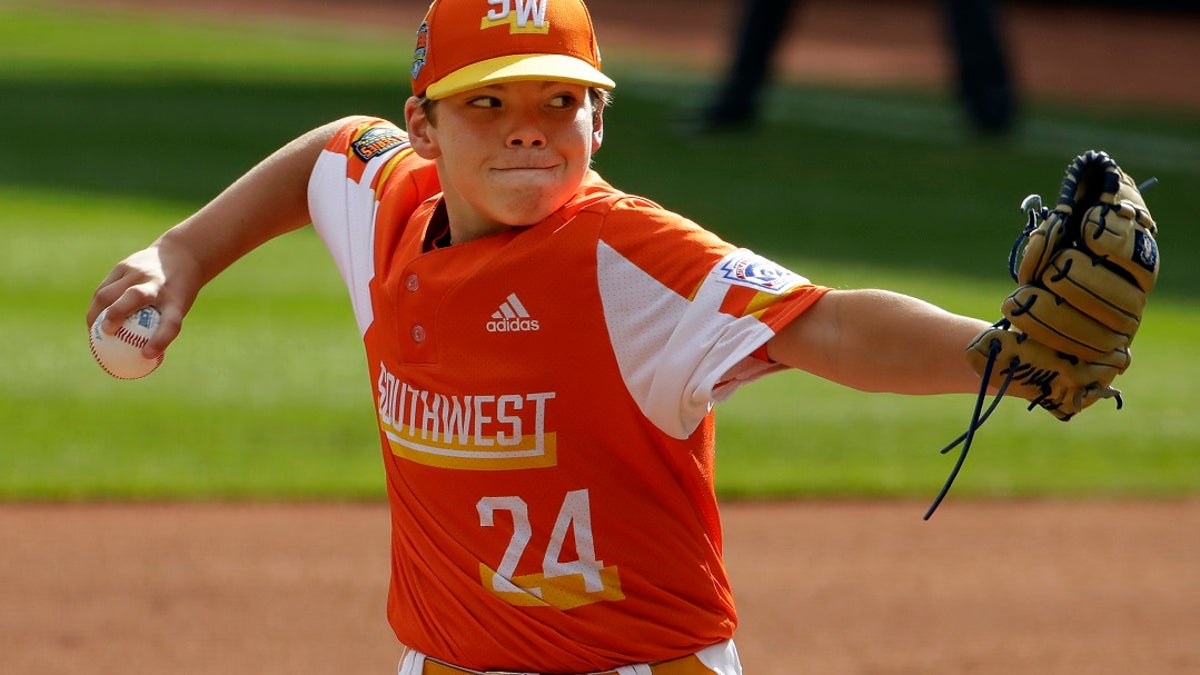 Louisiana's Egan Prather delivering in the fifth inning. (AP Photo/Gene J. Puskar)