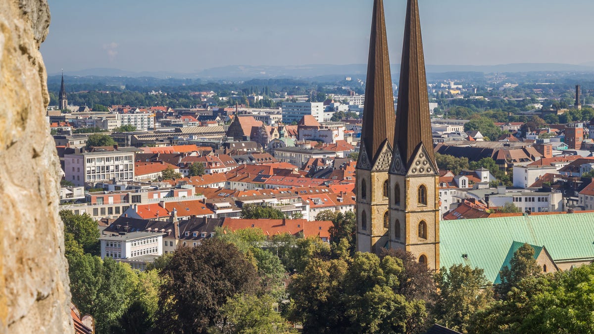 View over the Marienkirche in the historical center of Bielefeld