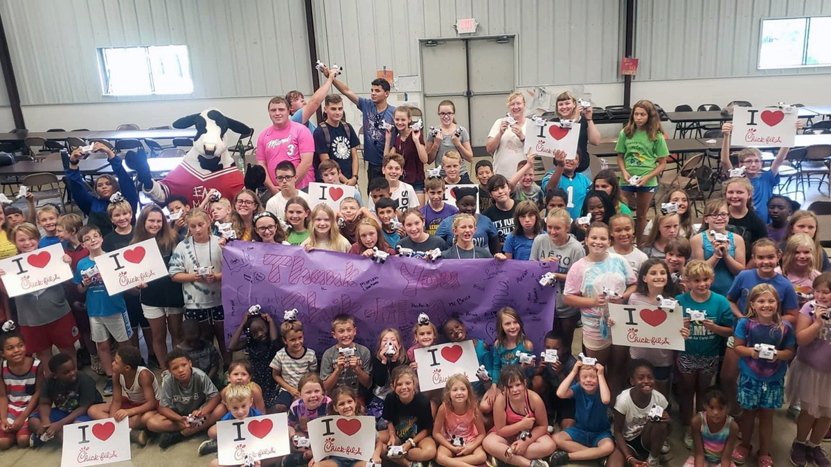 Chick-fil-A surprised kids at a camp in Mansfield, Ohio with a free meal and a toy Wednesday as the community pushes for a permanent Chick-fil-A location in their city.