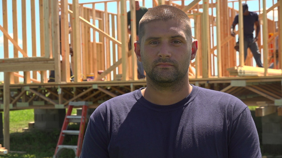 Joshua Goemaat is one of six inmates chosen from Newton Correctional Facility in Iowa to participate in a new apprenticeship program that trains inmates to construct new homes. FOX NEWS/MITTI HICKS