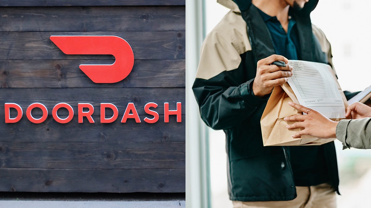 doordash delivery person doing a handoff