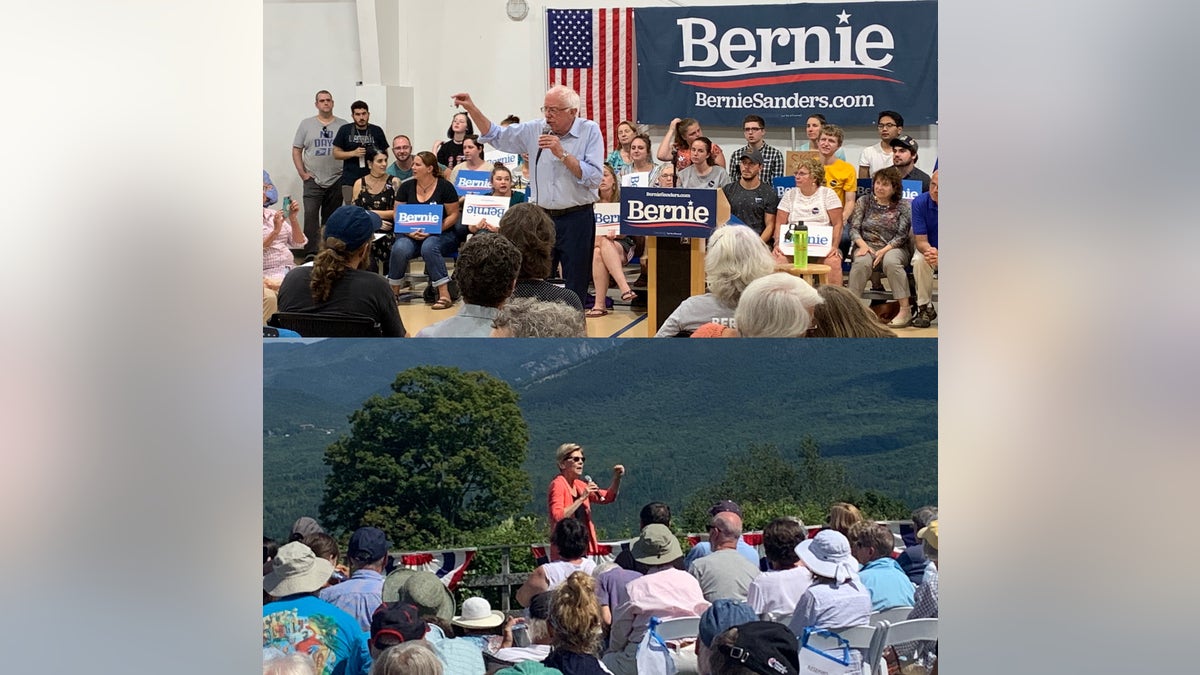 Senators Elizabeth Warren and Bernie Sanders made swings through Franconia and Conway last week, dedicating large parts of their campaign speeches to climate change and environmental protections. (Allie Raffa/Fox News)