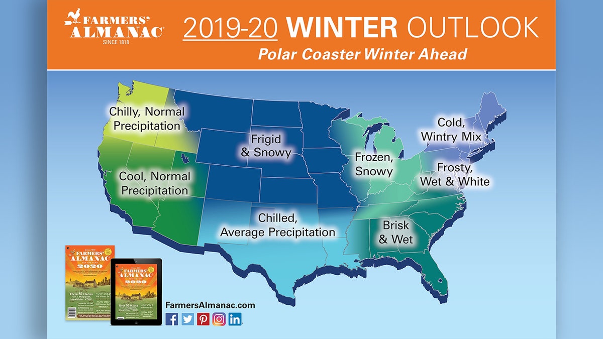 The winter forecast from The Farmers' Almanac.