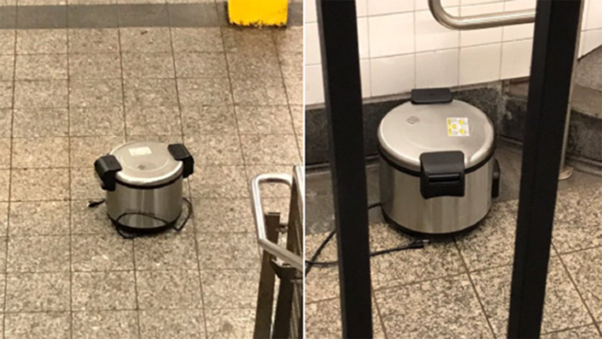 Police say Larry Griffin placed two rice cookers in a Lower Manhattan subway station Friday morning.
