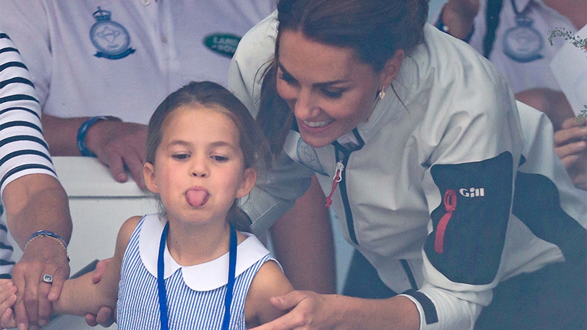 Princess Charlotte of Cambridge and her mom Catherine, Duchess of Cambridge having fun together after the inaugural King’s Cup regatta hosted by the Duke and Duchess of Cambridge on Aug. 8, 2019 in Cowes, England (Photo by Chris Jackson/Getty Images)